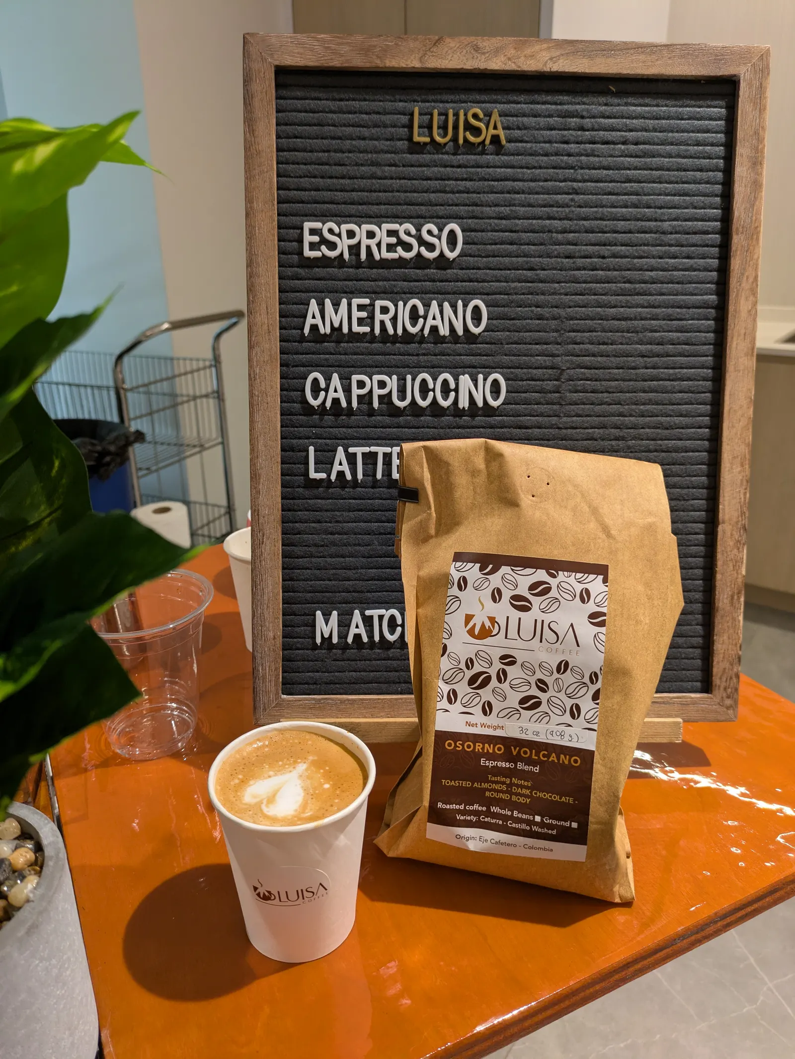 Freshly brewed Luisa Coffee espresso blend served from the mobile cart