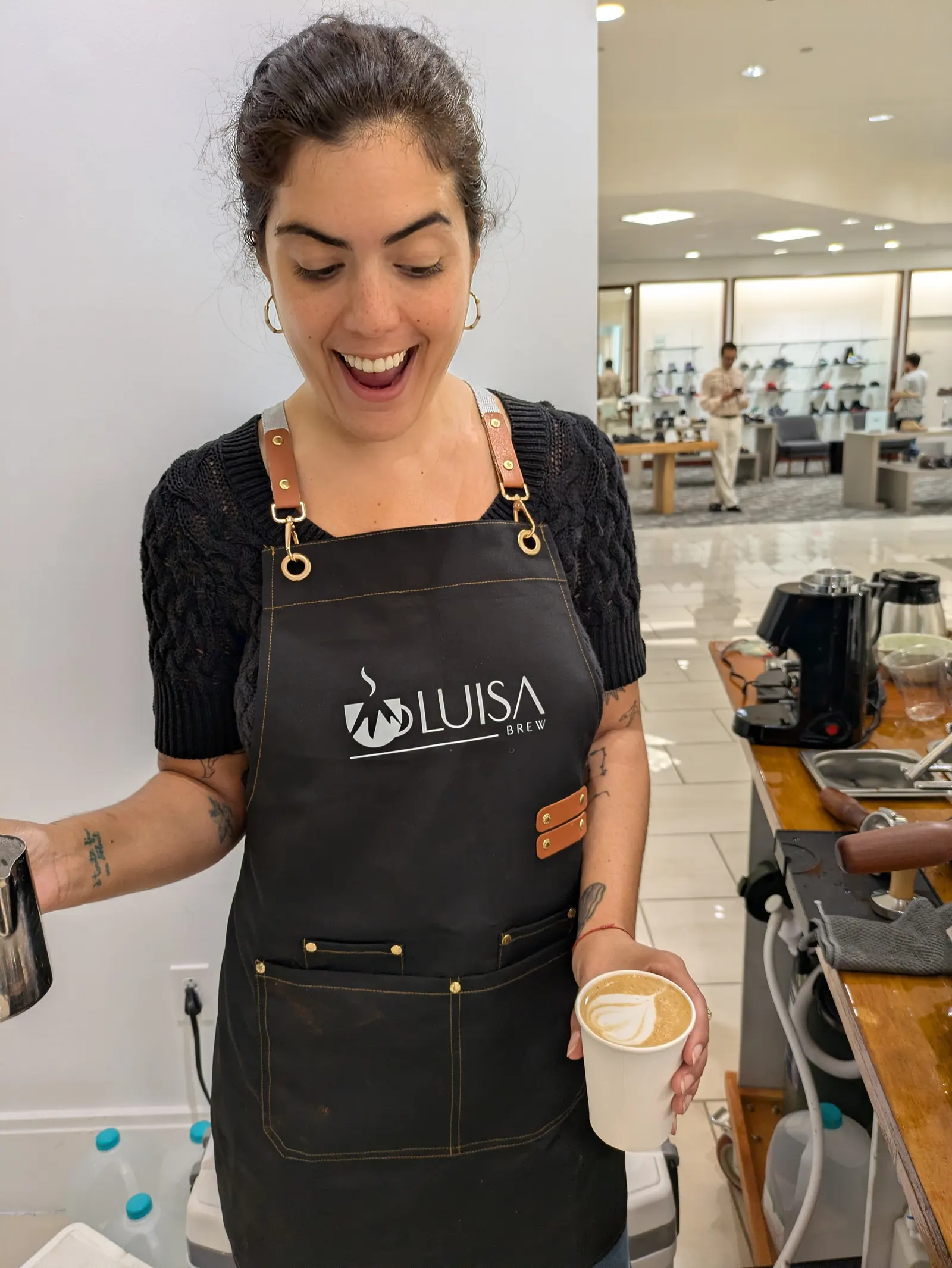 Luisa Coffee barista at a mobile cart activation