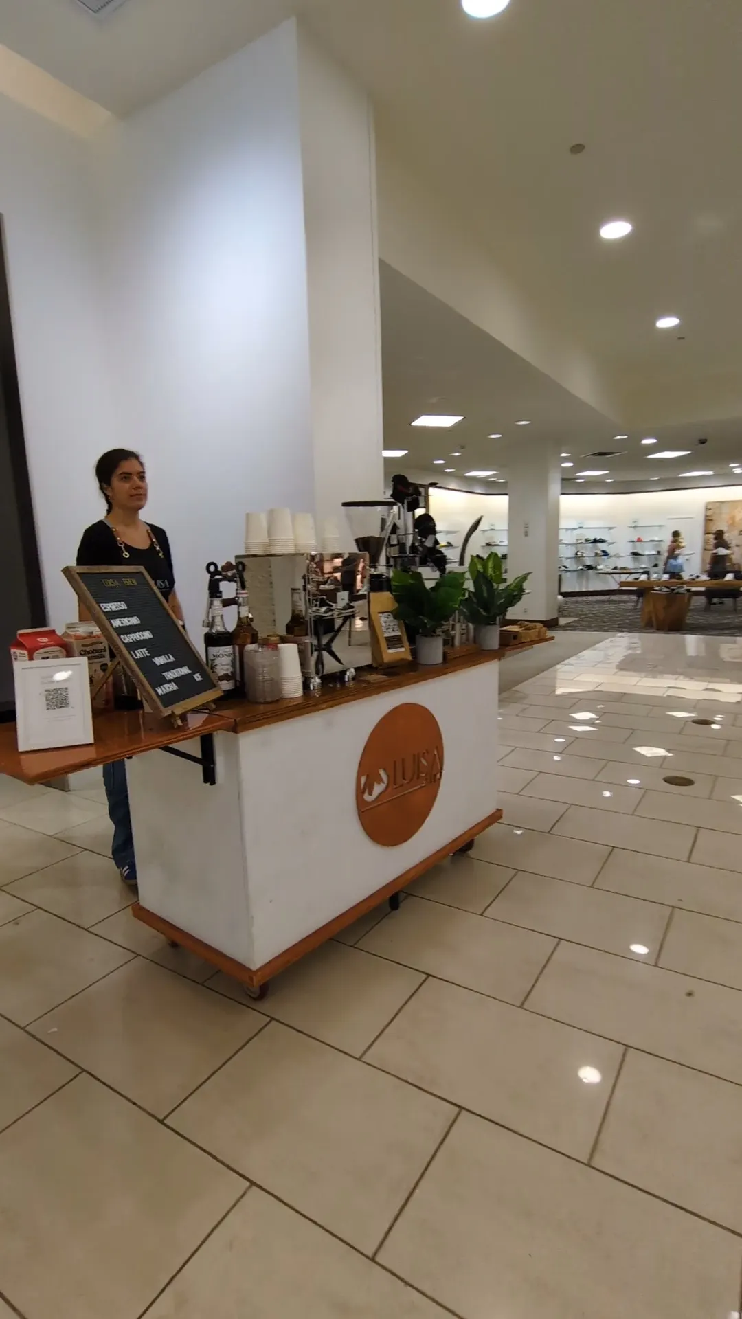 Luisa Coffee cart set up in a retail concourse for a corporate activation
