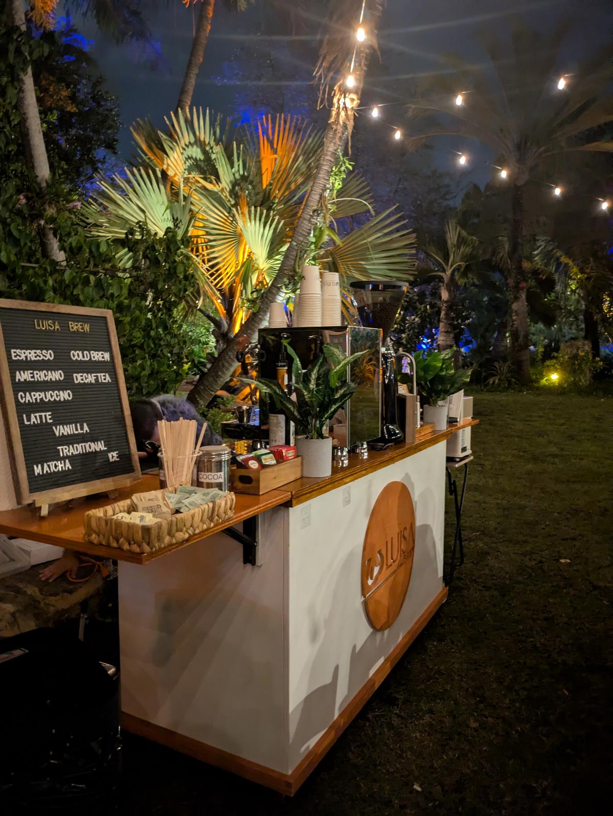 Specialty mobile coffee catering Palm Beach County at an estate wedding in Boca Raton